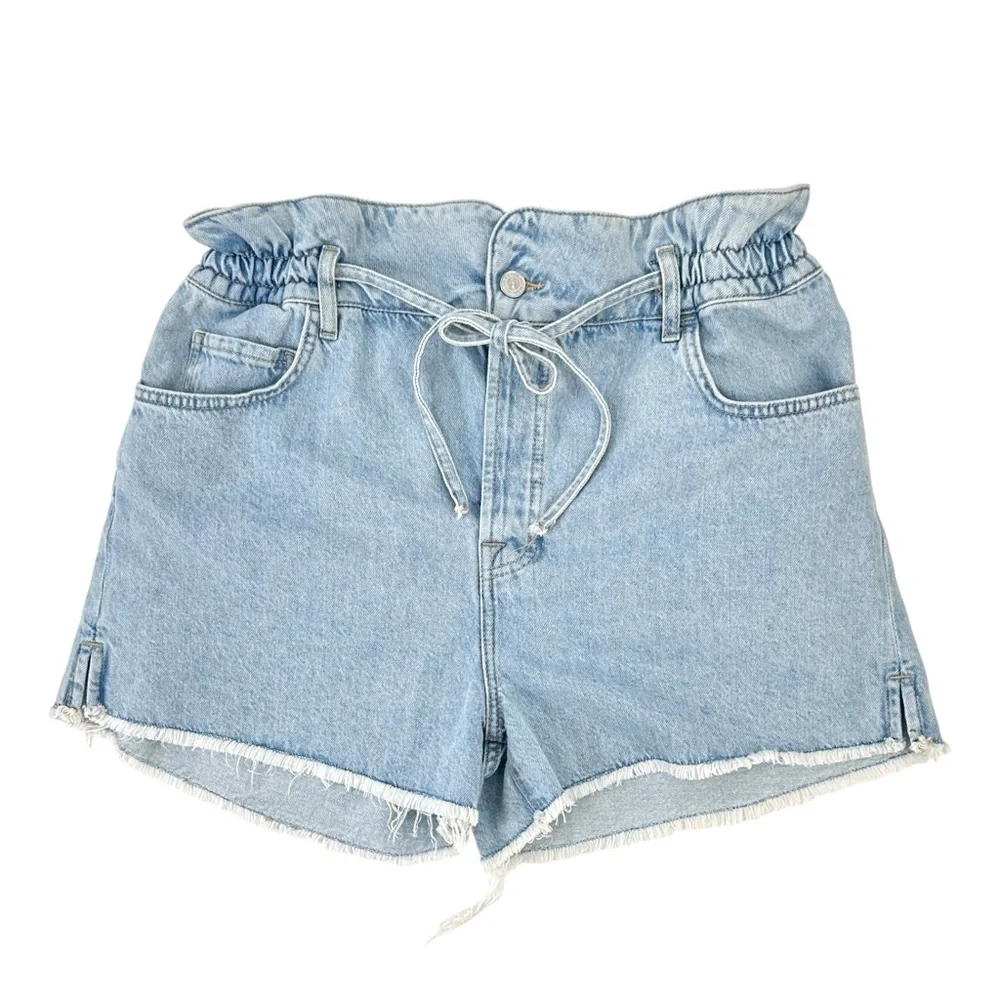 NWT 7 For All Mankind Paperbag Easy Ruby Short - Light Wash Soft Denim Shorts
